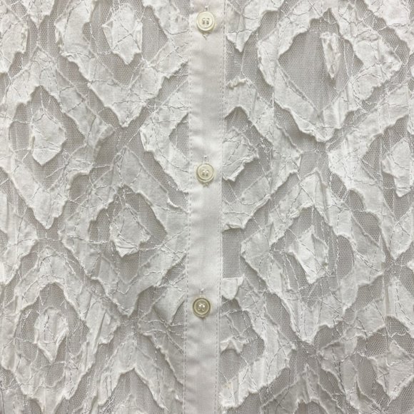 Women White Shirts Lace Front Long sleeve Collared Button Down Size M NWT - Picture 6 of 9